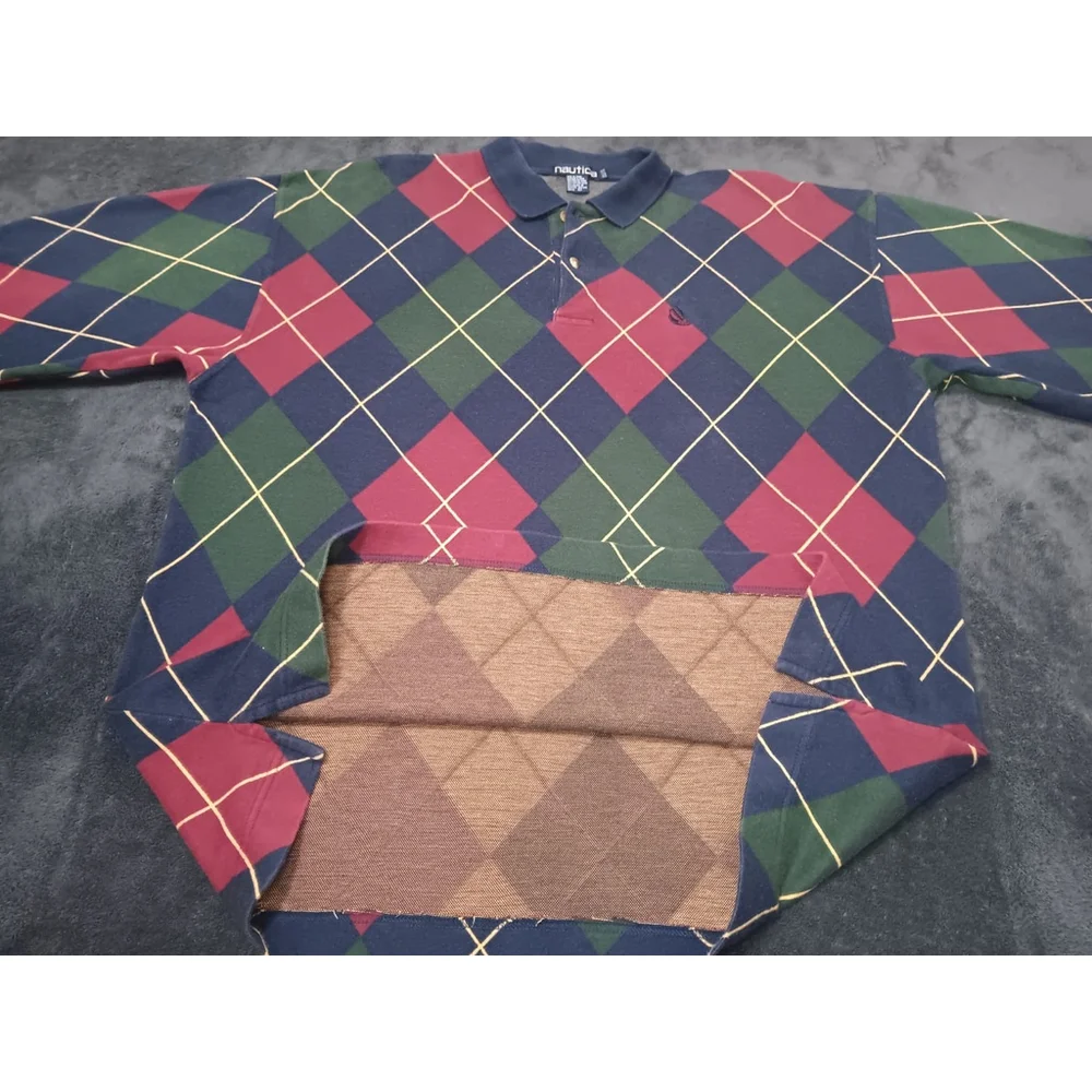 Vintage 90s Nautica Men's XL Polo Rugby Argyle Shirt L/S EUC - Picture 10 of 10